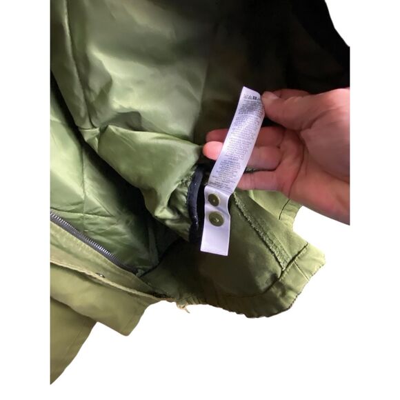 ASOS Olive Green Faux Fur Hooded Parka Coat Quilted Lined Jacket Women’s Size 12 - Picture 7 of 8